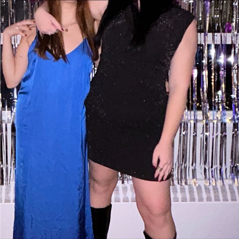 Sparkly Black Sleeveless Cowl Neck Dress